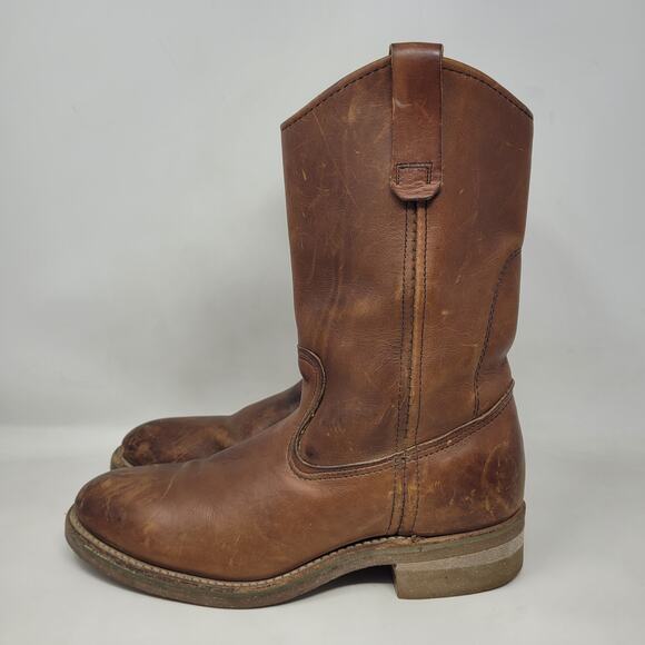VTG Red Wing Boots 8B Pecos Western Brown Leather Safety Toe Work Nailseat 2265 - Picture 10 of 15